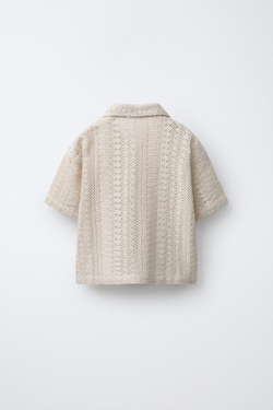 ZARA РУБАШКА С КОРОТКИМИ РУКАВАМИ, ЭКРЮ