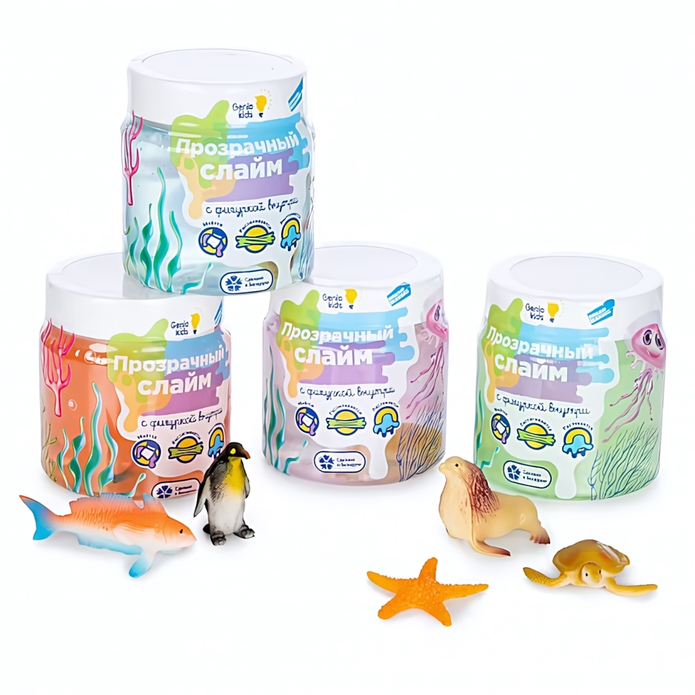 Лизун "Мялка-жмялка" прозрачная с фигуркой (Genio Kids-art)
