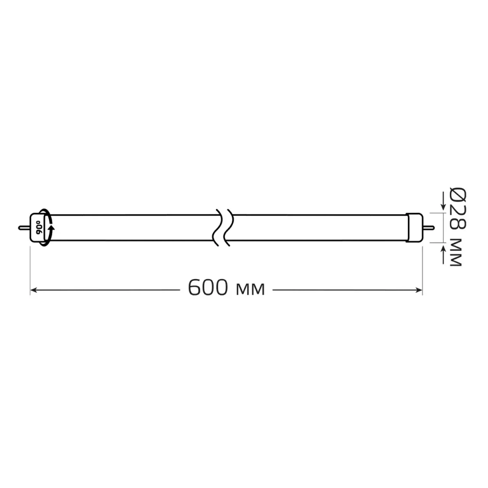 Лампа Gauss LED Elementary T8 10W 780lm G13 600mm 4000K стекло поворотное 93020-R