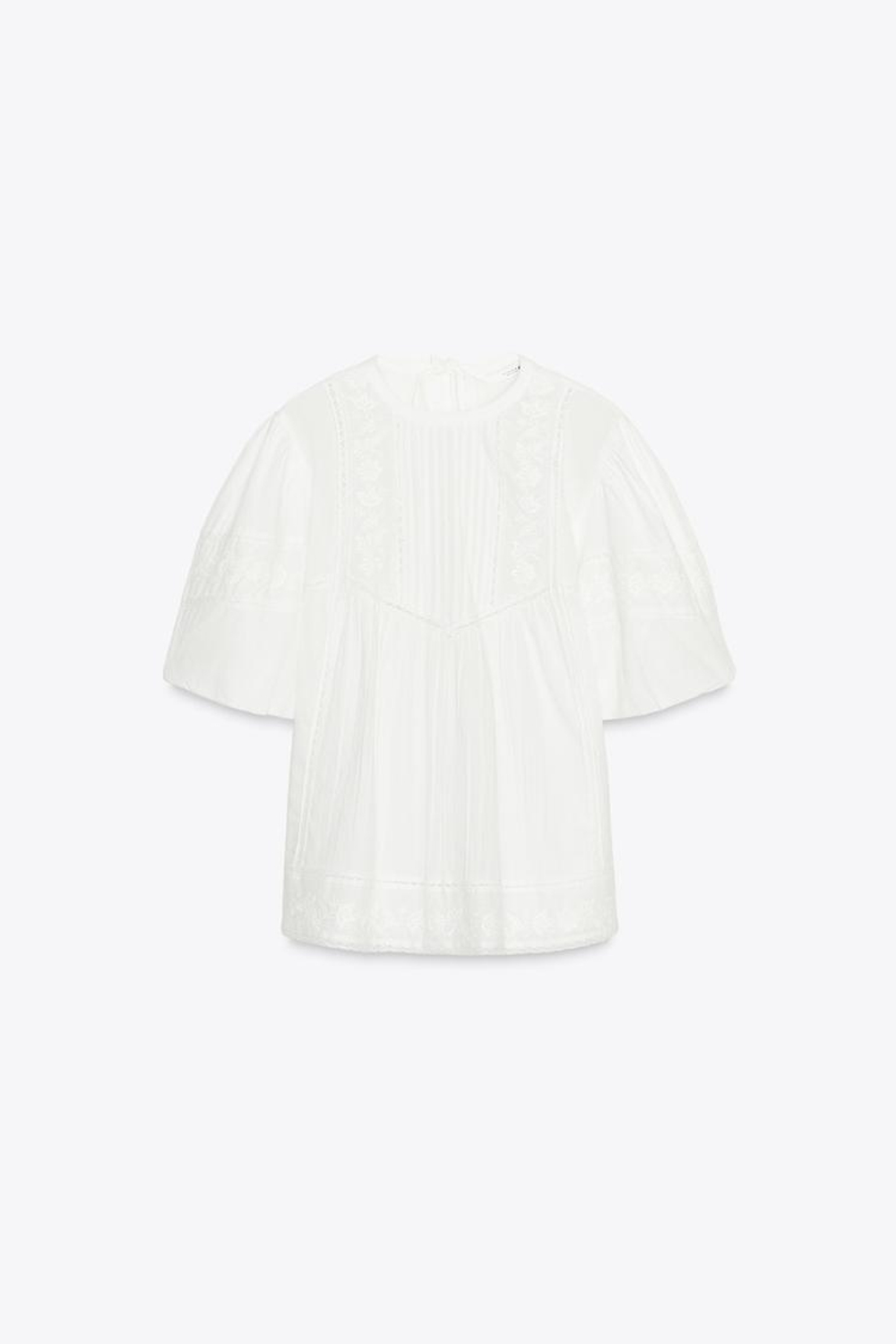 ZARA БЛУЗА В РОМАНТИЧЕСКОМ СТИЛЕ С ВЫШИВКОЙ — ZW COLLECTION, ЖЕЛТОВАТО-БЕЛЫЙ