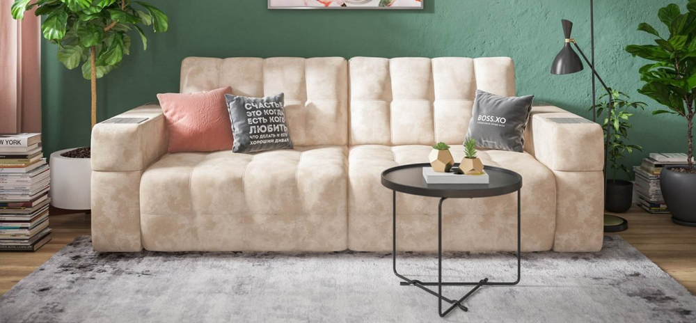 Диван Босс ХО Велюр Алькантара пепел