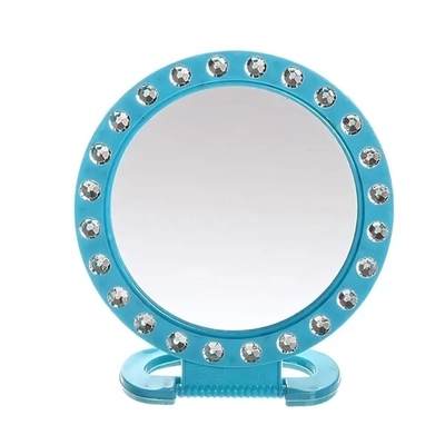 Зеркало настольное в пластиковой оправе «Белые выемки» круг, подвесное d-12.5см (стикер на минивложение 10шт)