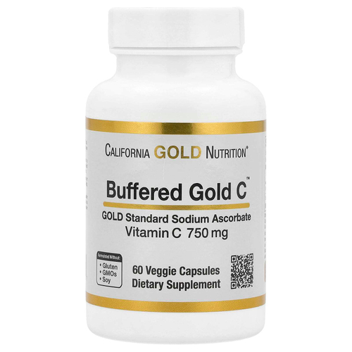 California Gold Nutrition, Buffered Gold C, аскорбат натрия (витамин C) GOLD Standard, 60 растительных капсул