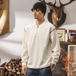 Толстовка с воротником в американском стиле ретро, мужская весенне-осенняя новая модная мужская футболка с длинными рукавами, свободный повседневный топ