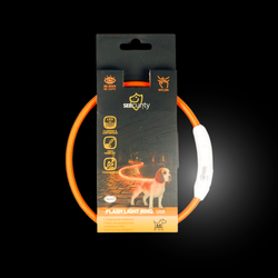 Ошейник для собак светящийся, оранжевый DUVO+