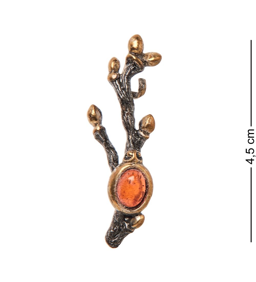 AM-2083 Брошь «Весеннее пробуждение» (латунь, янтарь)