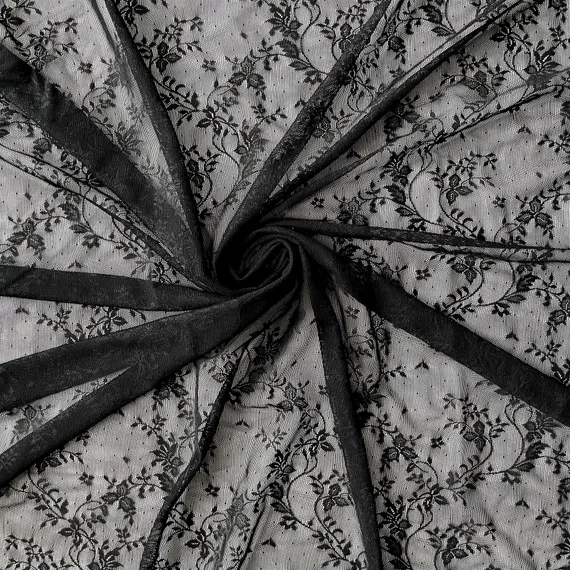 Сетка эластичная черная цветы