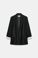 Льняной блейзер с загнутыми рукавами - ZARA