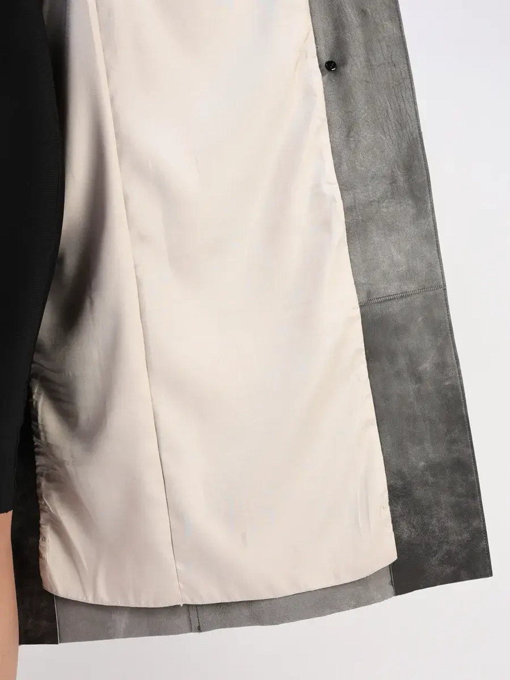 Кожаный тренч длинный с поясом плащ на осень