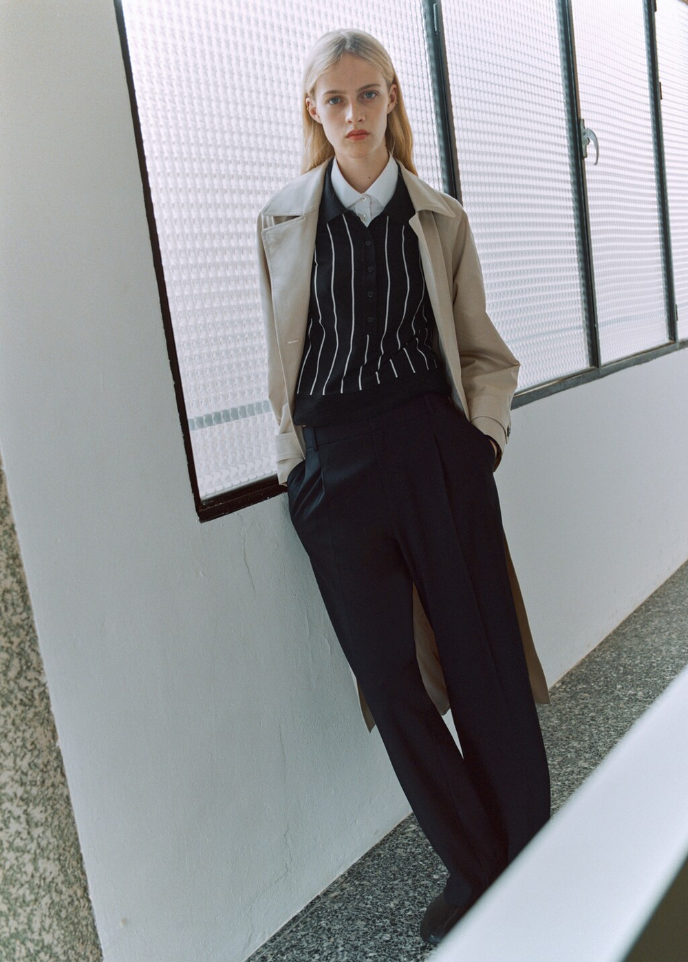 Джемпер в полоску с воротником поло