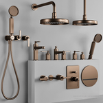 Верхний душ Gessi Venti20, Ø200 мм, для настенного крепления, поворотный, цвет Copper Brushed PVD