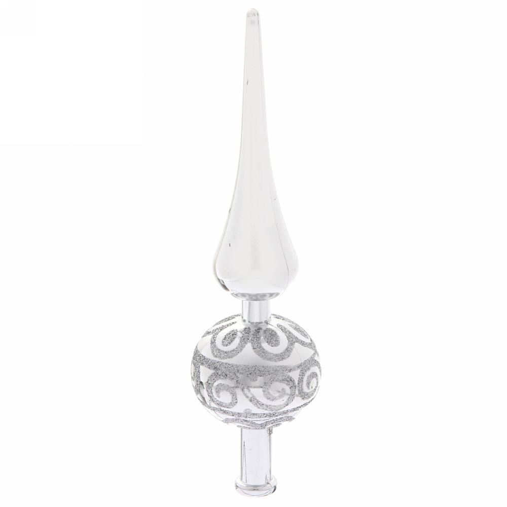 Верхушка на ёлку 23 см «Мерцающий узор» серебро (акция)