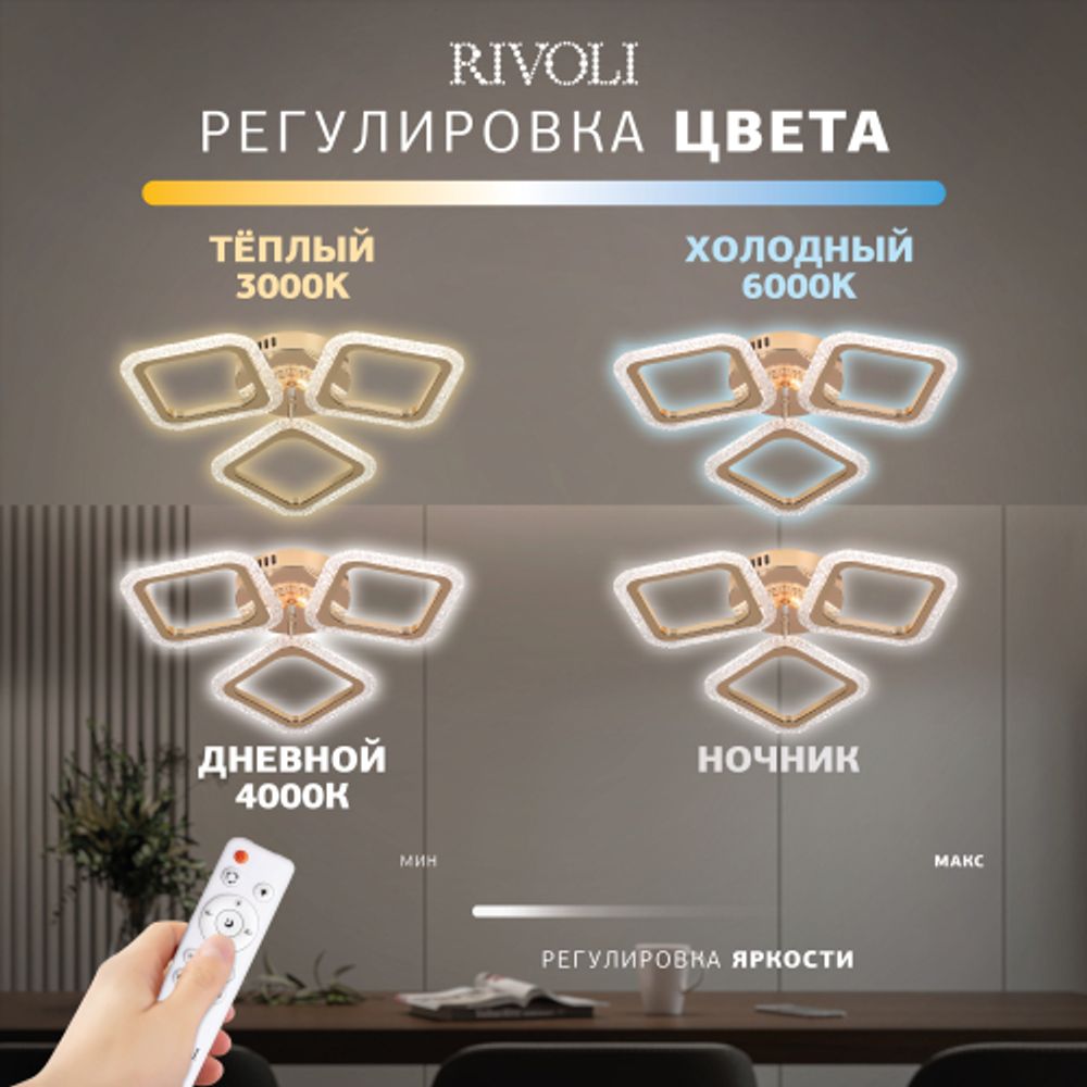 Светильник потолочный светодиодный Rivoli   6190-703 LED 48Вт 3000-6000К с пультом