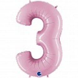 Шар (40''/102 см) Цифра, 3, Розовый, 1 шт.