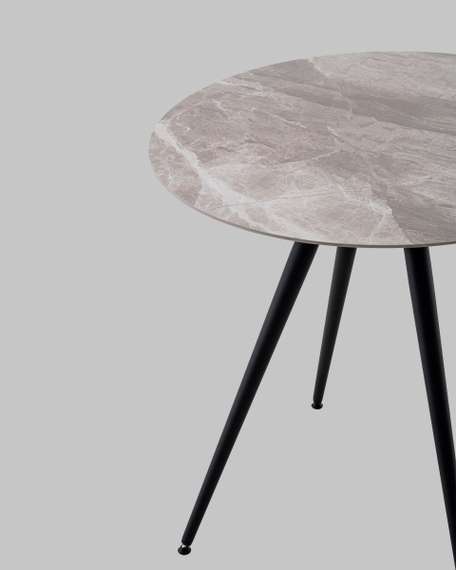 Стол Ники круглый столешница керамика Italian light grey 800