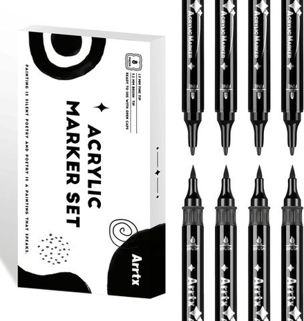 Arrtx акриловые маркеры, 8 шт Noir