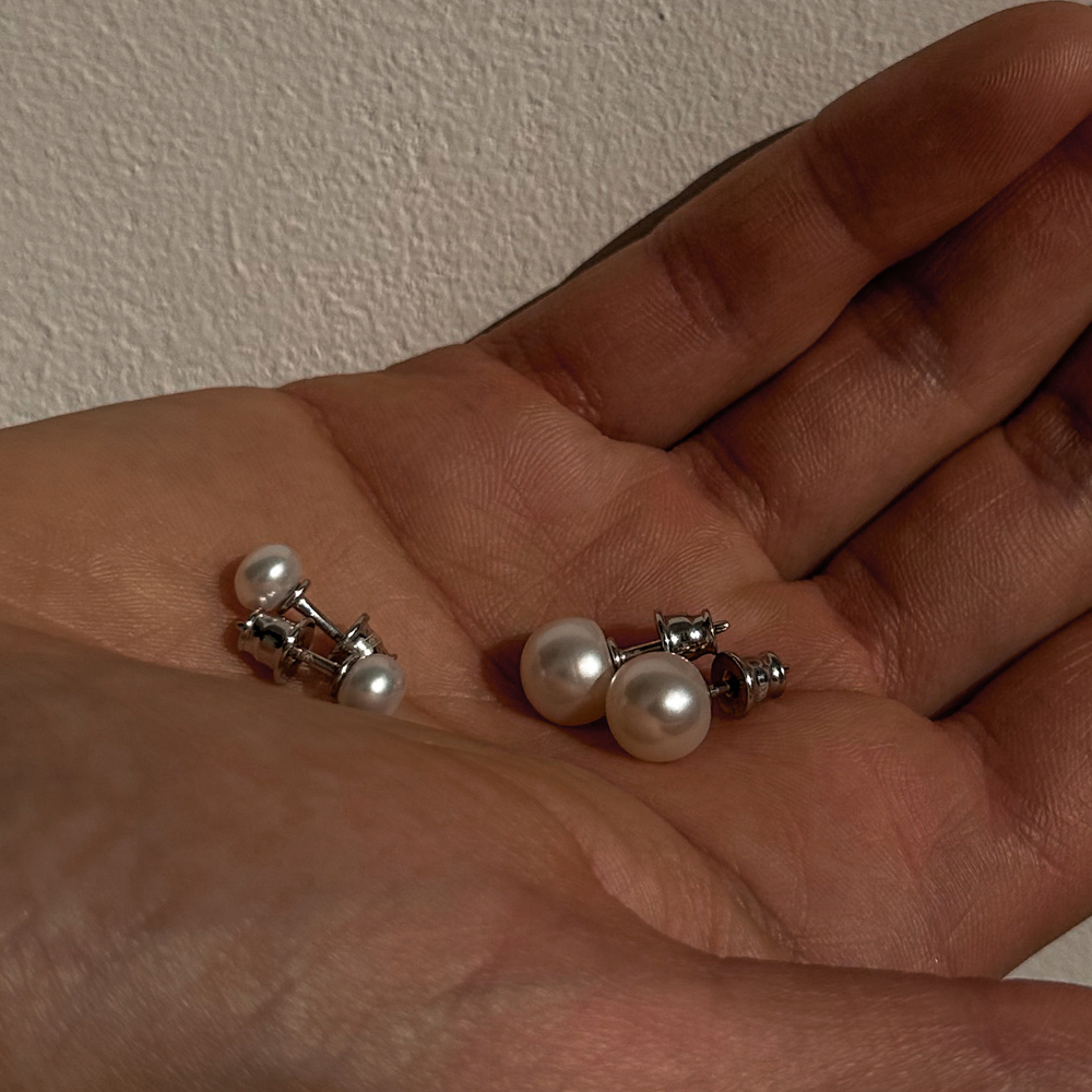 Серьги с белым жемчугом M