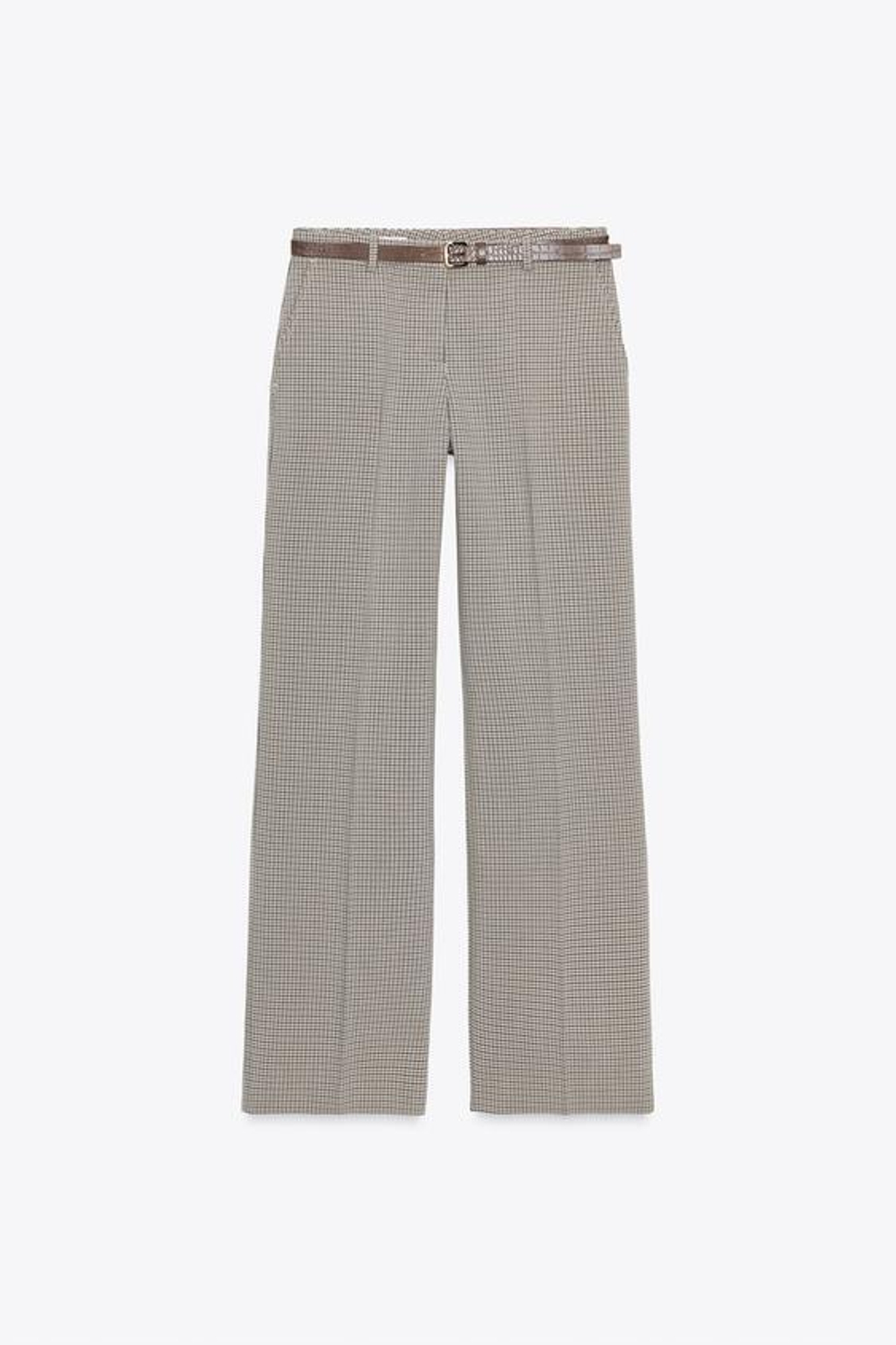 ZARA БРЮКИ В КЛЕТКУ С РЕМНЕМ, БЕЖЕВЫЙ/ТЕМНО-СИНИЙ