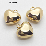 Подвеска Сердце, цвет золото, размер 14*16 мм, цена за 1 шт
