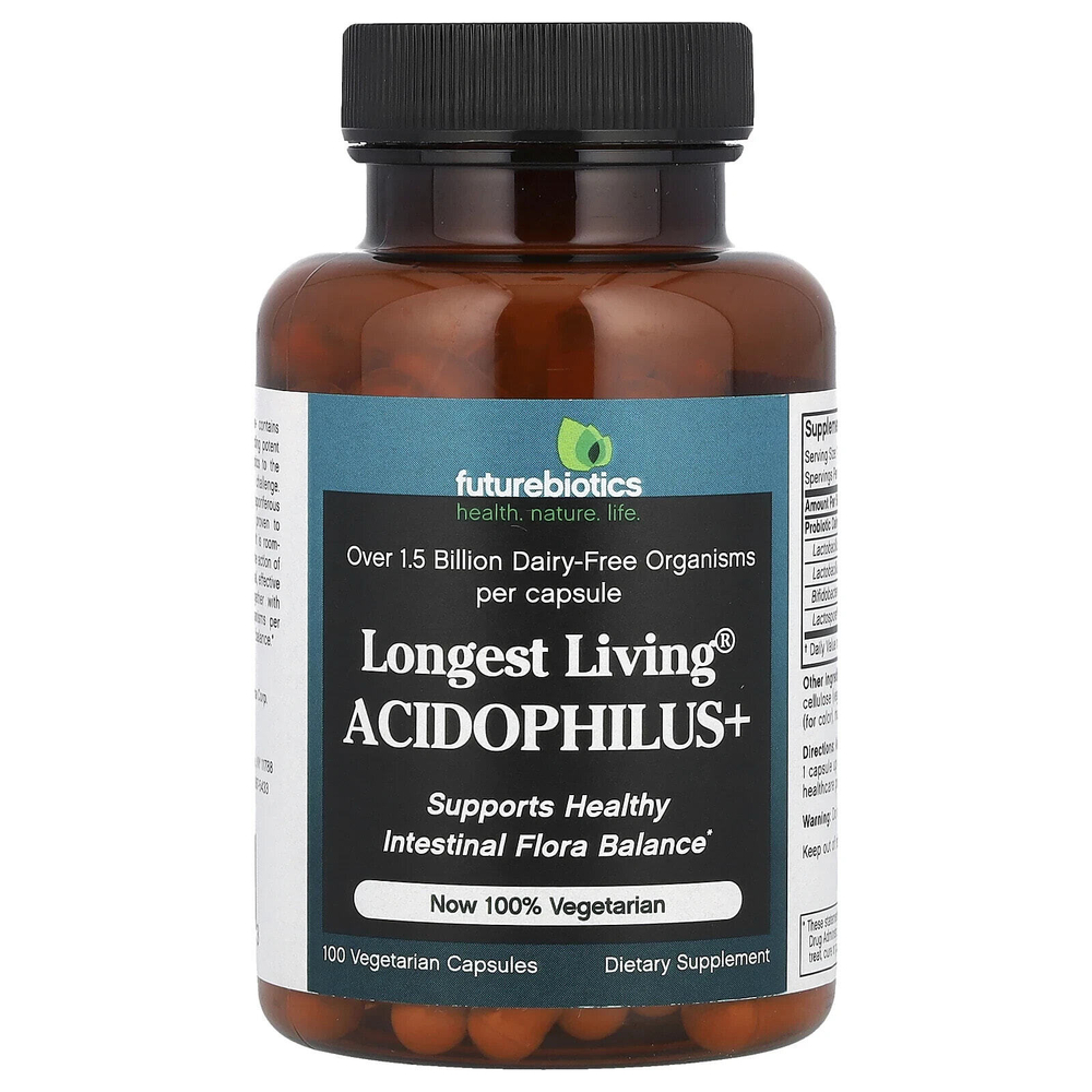 Futurebiotics, Longest Living Acidophilus +, 100 вегетарианских капсул