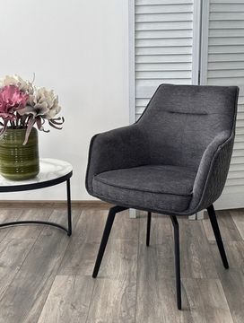 Стул RENLY 180 град. поворот. Brego-16 Темно-серый, ткань / Черный