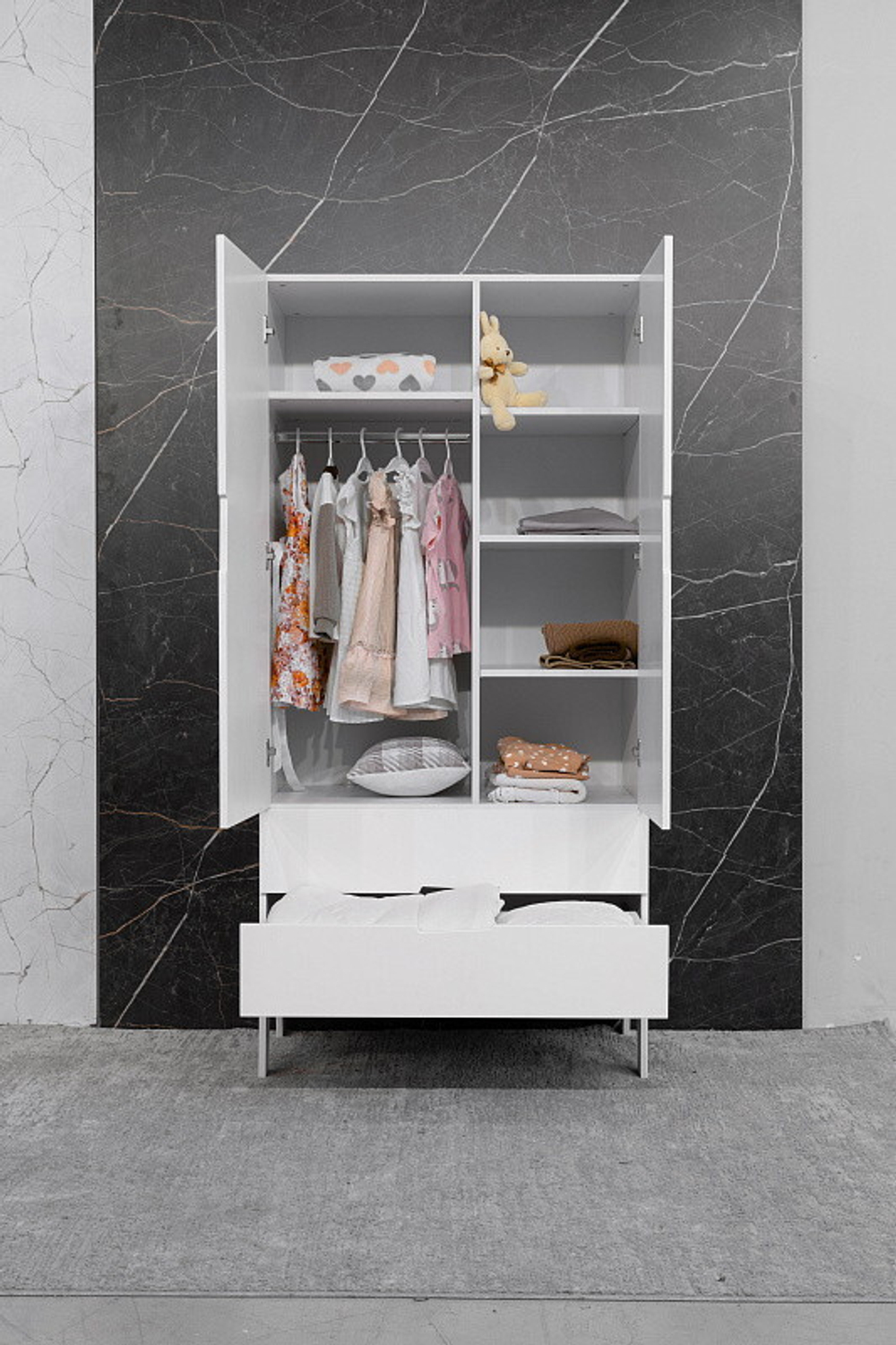 Шкаф Antemi Fiora белый/белый