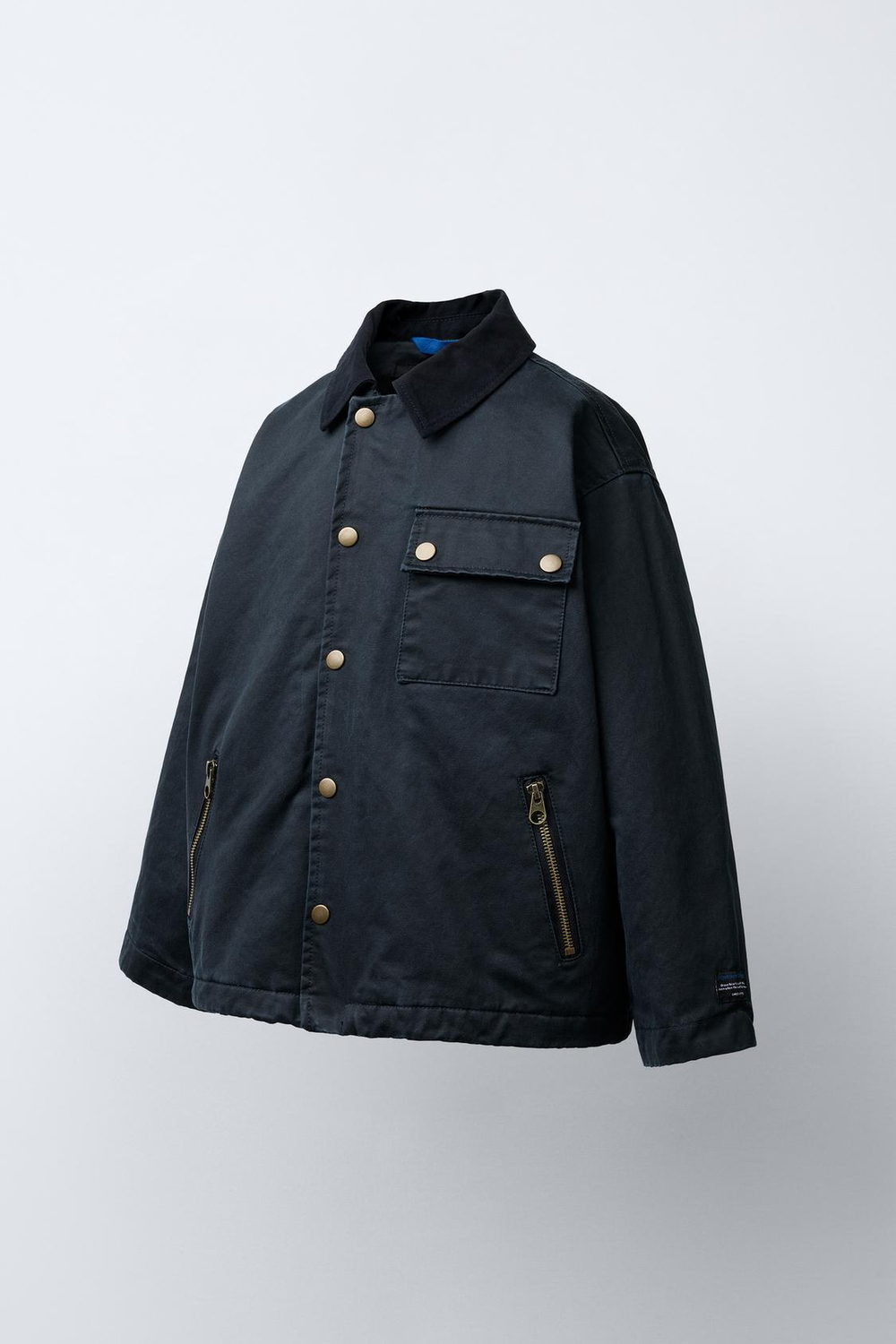 ZARA ПАРКА С ВОЩЕНЫМ ПОКРЫТИЕМ И КАРМАНАМИ, МОРСКОЙ СИНИЙ