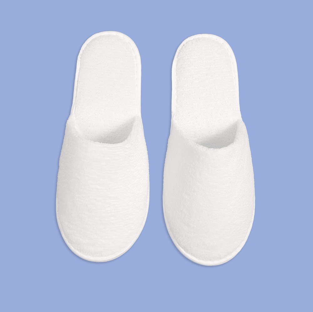 Тапки корал флис, закрытый мыс (50 пар) одноразовые, белые