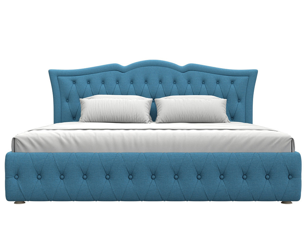 Кровать интерьерная Герда 200, Амур 10 голубой, Рогожка, 123597