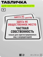 Табличка для частной территории "Здесь не общественное место, частная собственность", на дом, для участка, организаций, предупреждающая, 40х30 см, Silver Plane x Айдентика Технолоджи