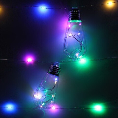Гирлянда на батарейках 4 м, 100 ламп LED с насадками «Сосуд» 10 шт., Мультицвет (батарейки АА)