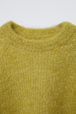 ZARA СВИТЕР ИЗ СИНТЕТИЧЕСКОЙ ШЕРСТИ И АЛЬПАКИ, ОЛИВКОВЫЙ