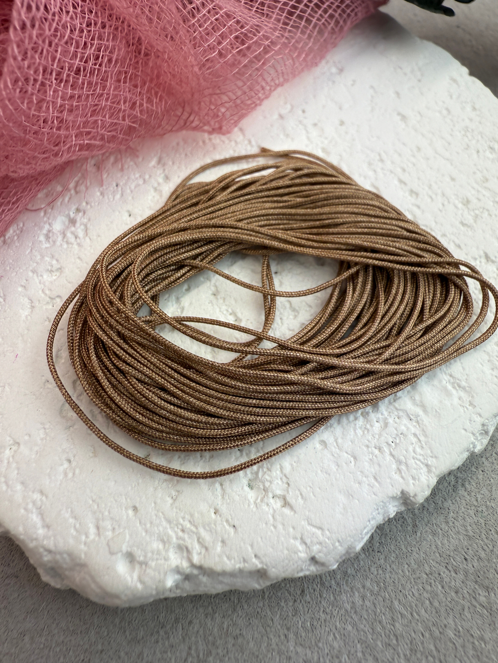 Шнур для плетения браслетов 0,6 мм, Бежевый (5 м)