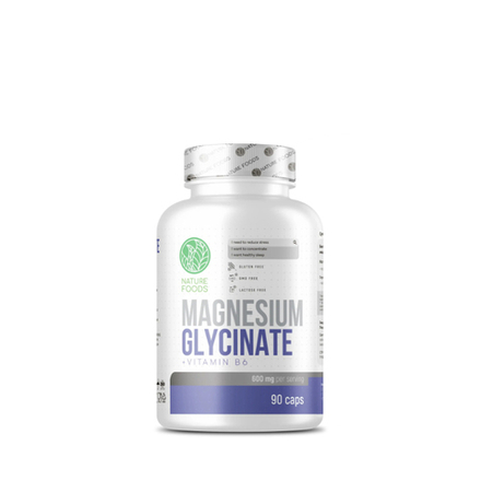 Magnesium Glycinate+B6 600mg 90 caps (Nature Foods)