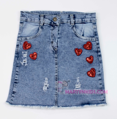 юбка джинс Сердечки 3250