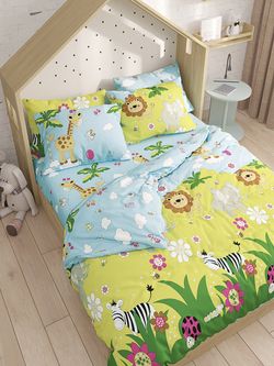 Простынь на резинке поплин Сказка "Мадагаскар" 140x200 см