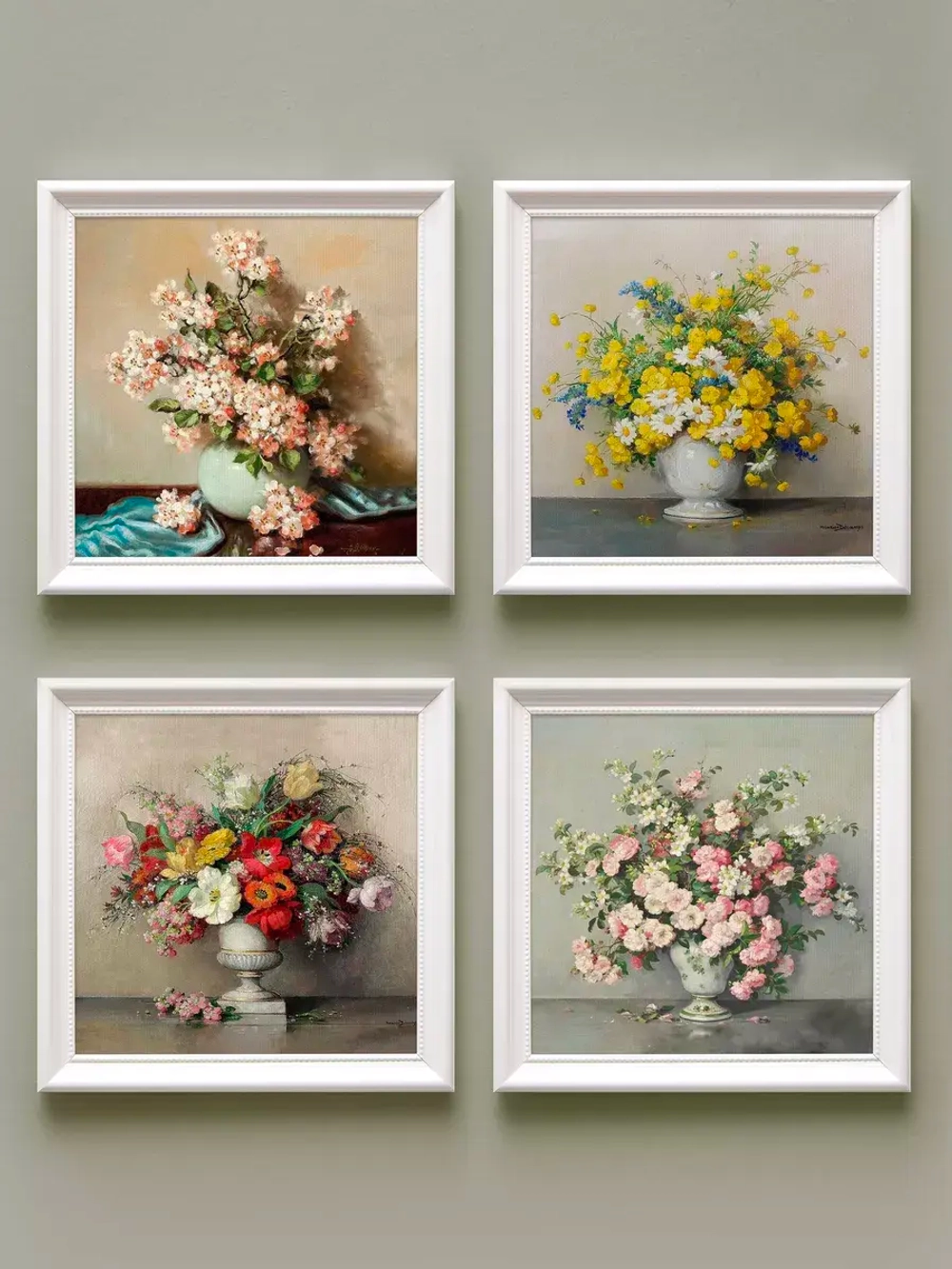 Картины на стену интерьерная на холсте 4 шт, 23*23 см