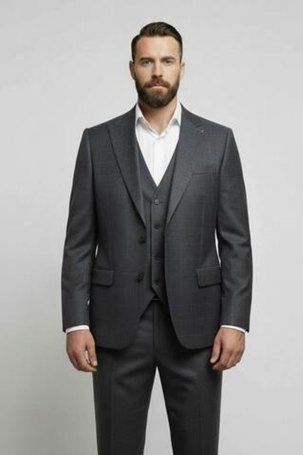 Мужской классический костюм (серый) В41