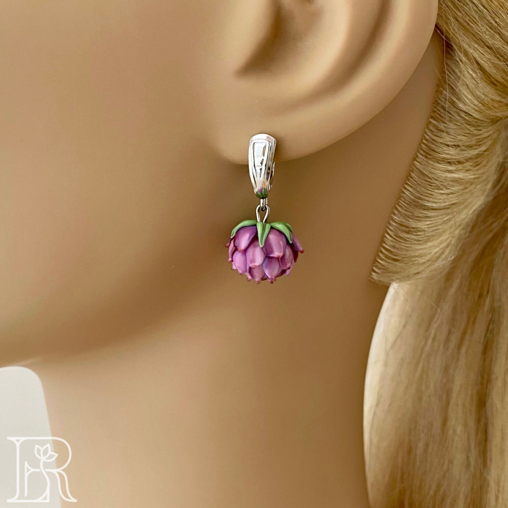 LEFIREL' Серьги серебряные женские "Клевер" с цветами из муранского стекла / ювелирные украшения из родированного серебра 925