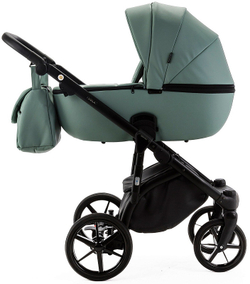 Детская коляска Adamex Nola Deluxe 2 в 1 N-SA20 (СЕРО-ЗЕЛЕНАЯ КОЖА)