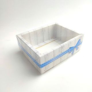 Коробка с прозрачной крышкой ГОЛУБОЙ БАНТ 11,5х9,5х4 см