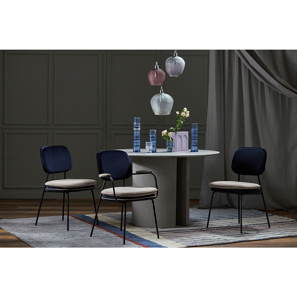 Стул с контрастным кантом pea, велюр, темно-синий/бежевый