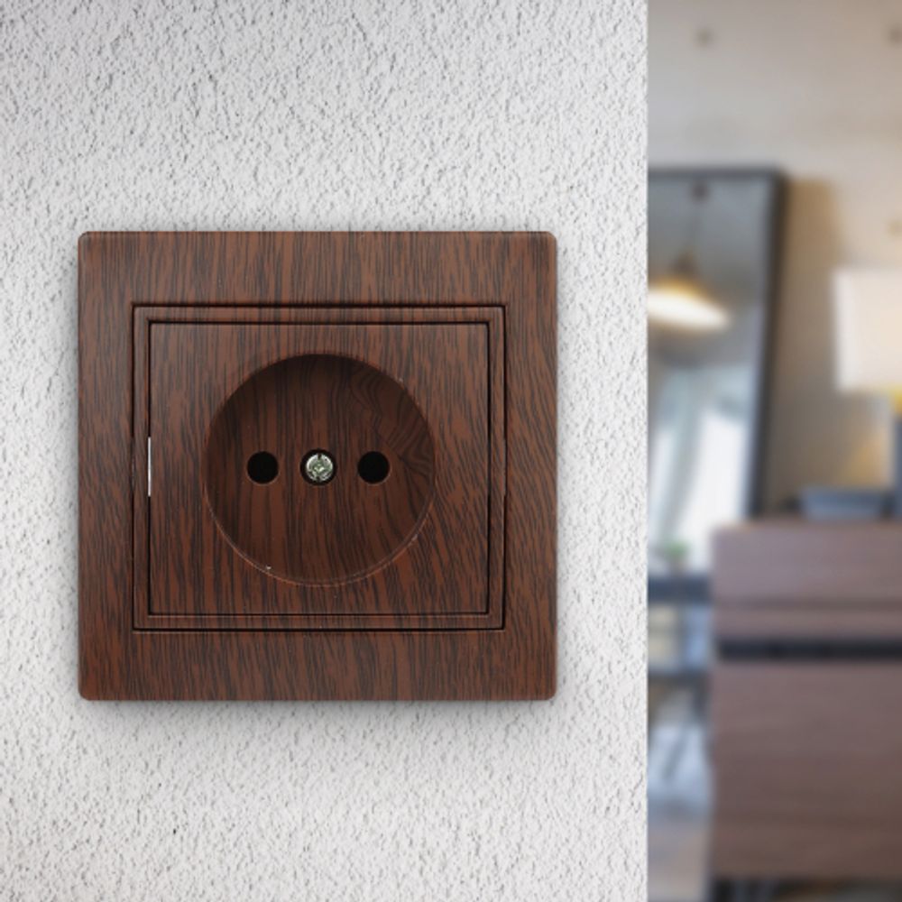 1-201-10 Intro Розетка 2P, 16А-250В, IP20, СУ, Plano, венге