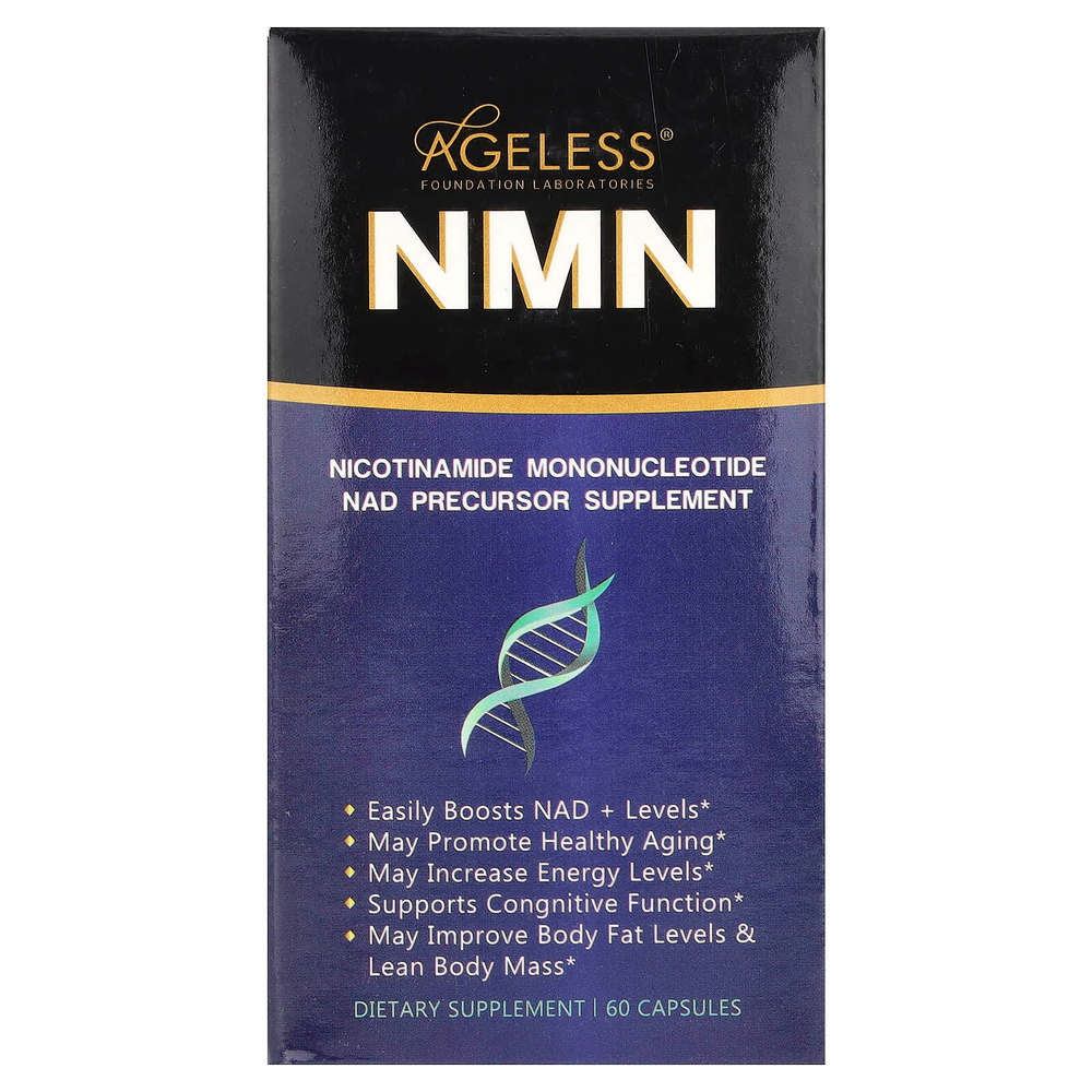 Ageless Foundation Laboratories, NMN, добавка-предшественник НАД, 60 капсул (130 мг на капсулу)