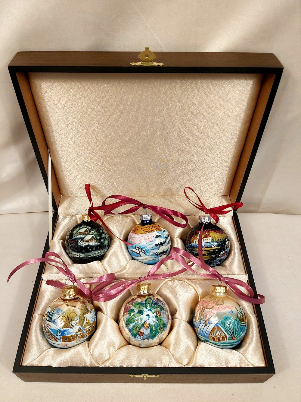 Набор елочных шаров  с ручной росписью Палех  №12