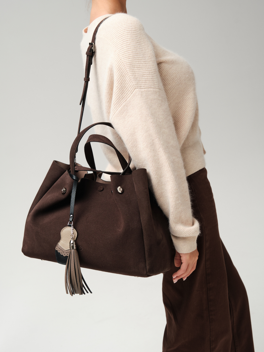 Замшевая сумка с матрешкой Vasilisa DBR 31210 коричневый шоколад