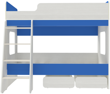 Двухъярусная кровать КарИВи Л-38 Белое Дерево Светло-синий, голубой