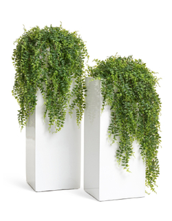 Кашпо TREEZ Effectory - серия Gloss - Высокий куб - Белый глянцевый лак