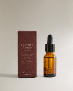Zara Home Эфирное масло для аромадиффузора Leather Amber 15 мл, концентрат для ароматизации дома, восточный кожаный, Чёрный