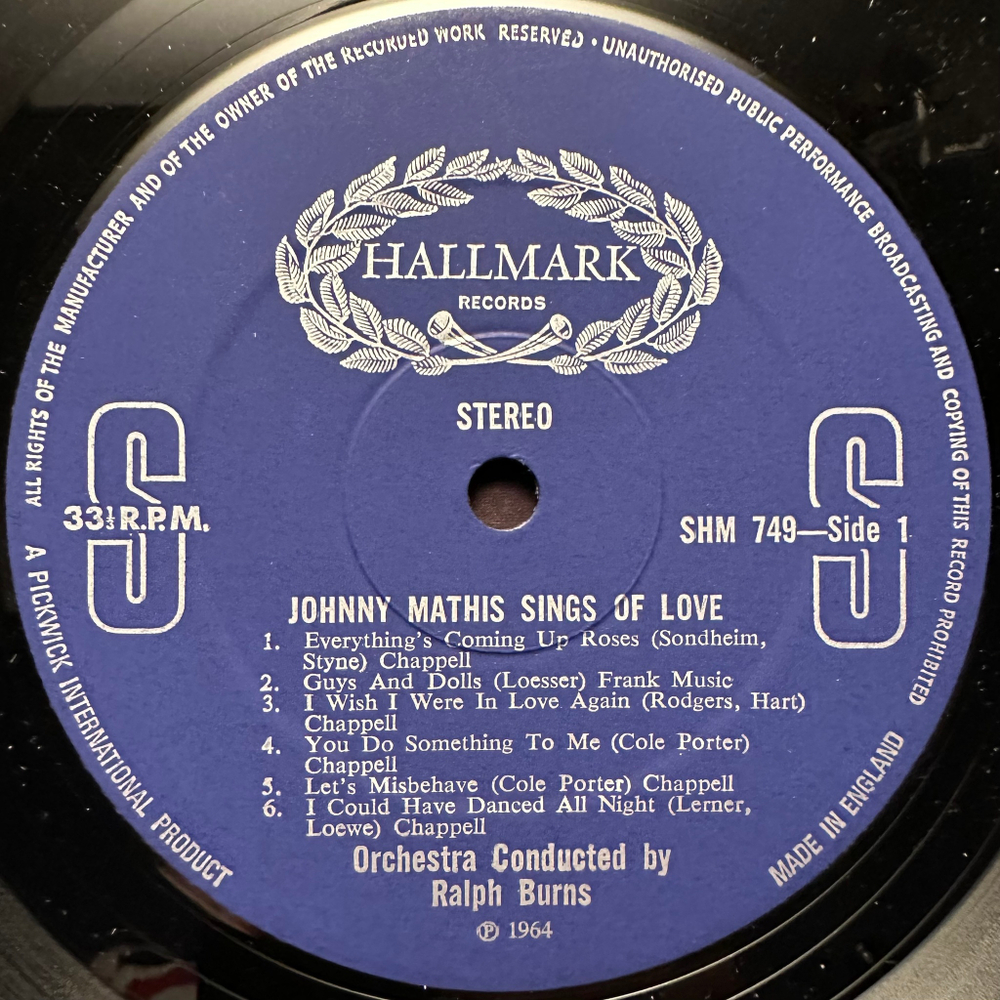 Johnny Mathis - Johnny Mathis Sings Of Love (Англия 1971г.)